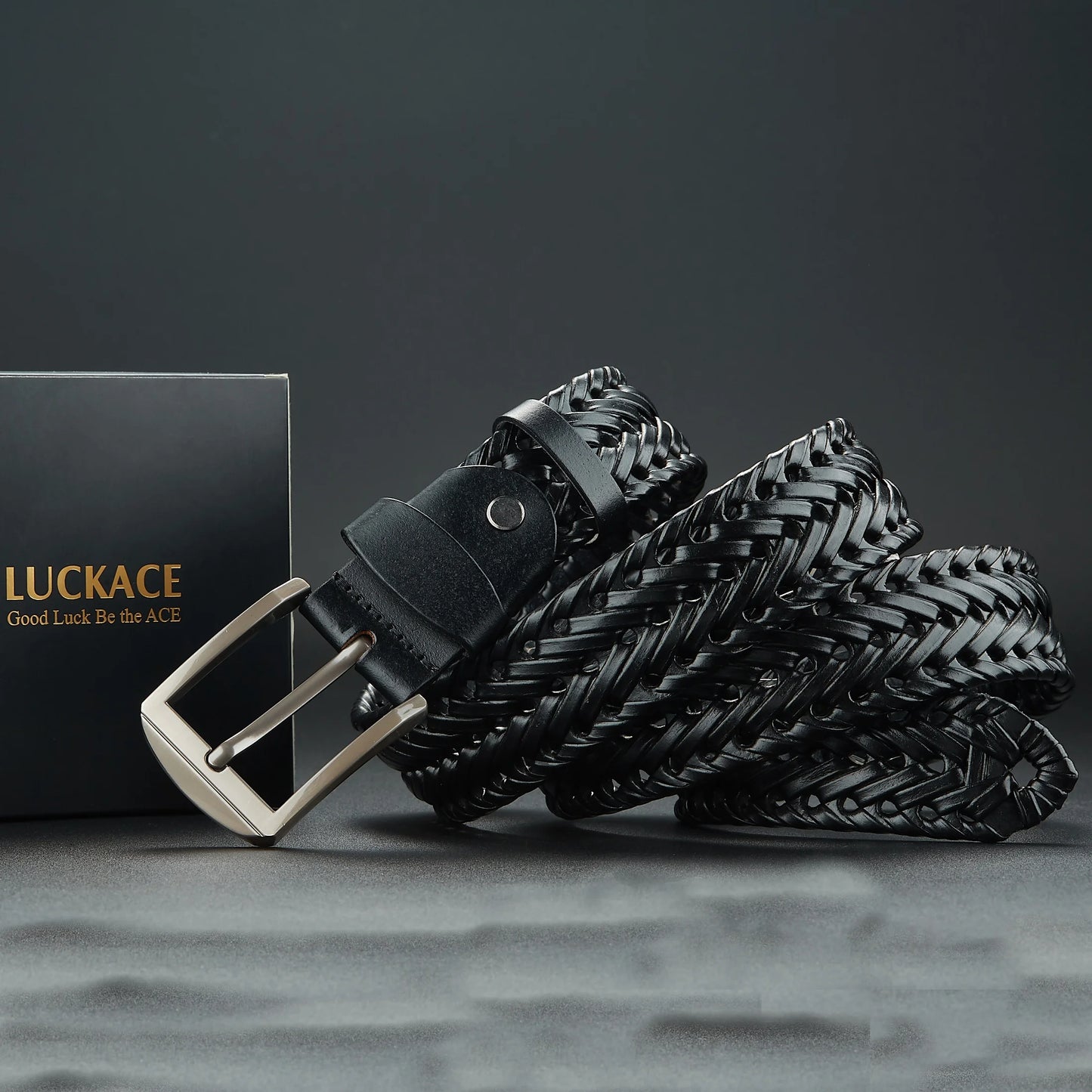 Men's Genuine Leather Braided Belt