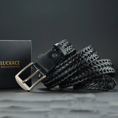 Men's Genuine Leather Braided Belt