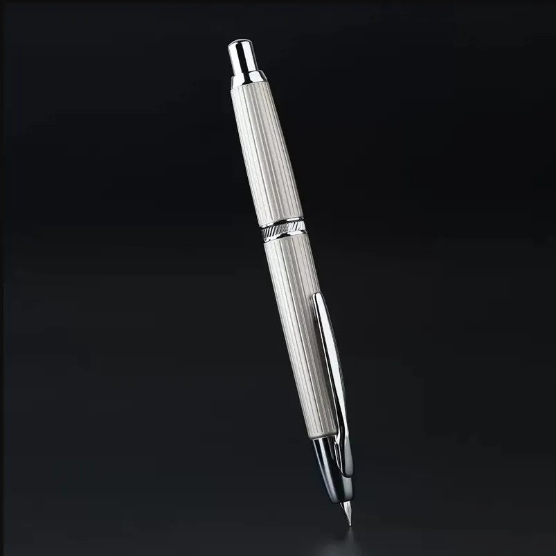 The Executive Grip: Metal Press Luxury Fountain Pen – Effortless Style, Precision Writing.