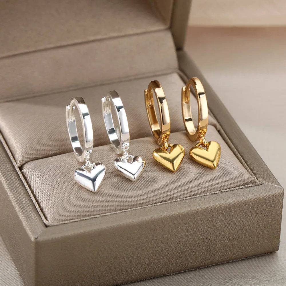 Heart Vintage Gold Drop Earrings