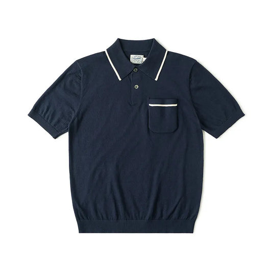 The 1940s Riviera Knit Polo Shirt Men's Vintage 1940s | 100% Combed Cotton Slim Fit Short Sleeve Casual Sportswear