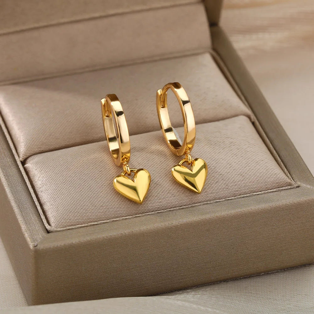 Heart Vintage Gold Drop Earrings