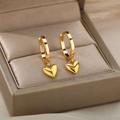 Heart Vintage Gold Drop Earrings