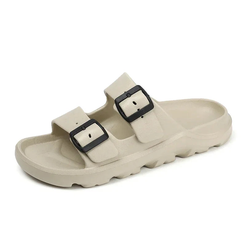 The Urban Wanderer: All-Terrain Buckle Slippers Sliders