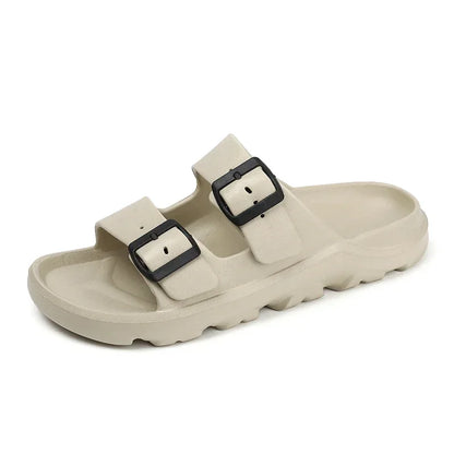The Urban Wanderer: All-Terrain Buckle Slippers Sliders