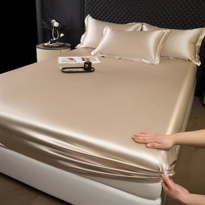 The Bauhaus Nocturne: 100% Mulberry Silk 3-Piece Fitted Sheet Set with Pillowcase Suite