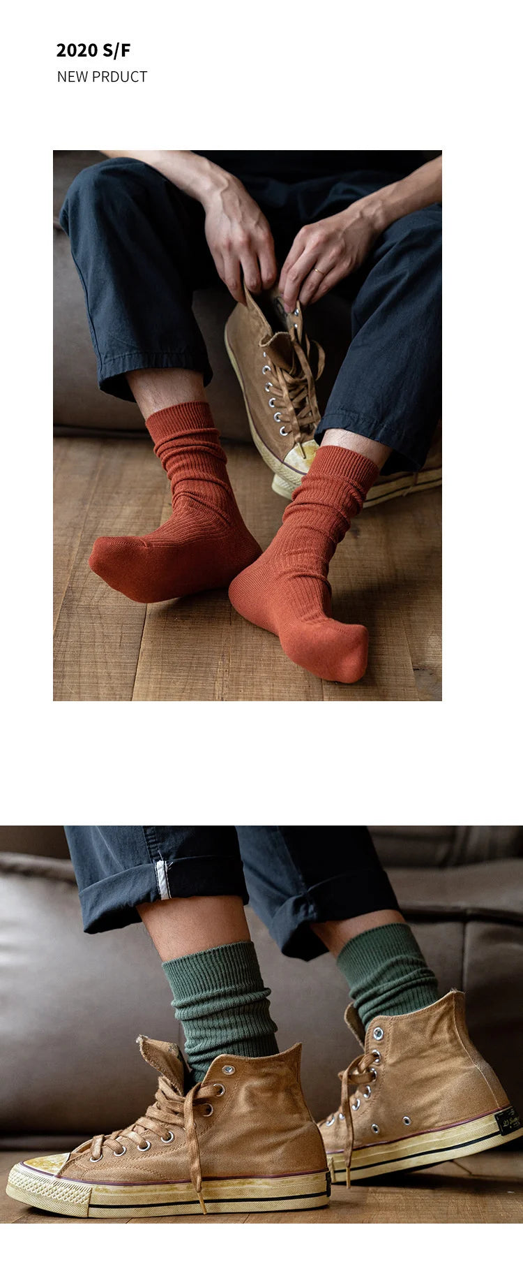 Originals Japanese Double Needles Cotton Long Socks