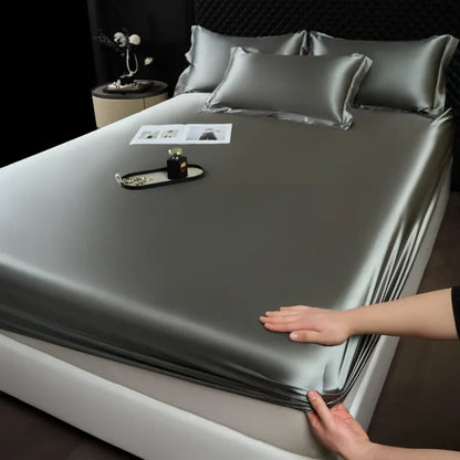 The Bauhaus Nocturne: 100% Mulberry Silk 3-Piece Fitted Sheet Set with Pillowcase Suite