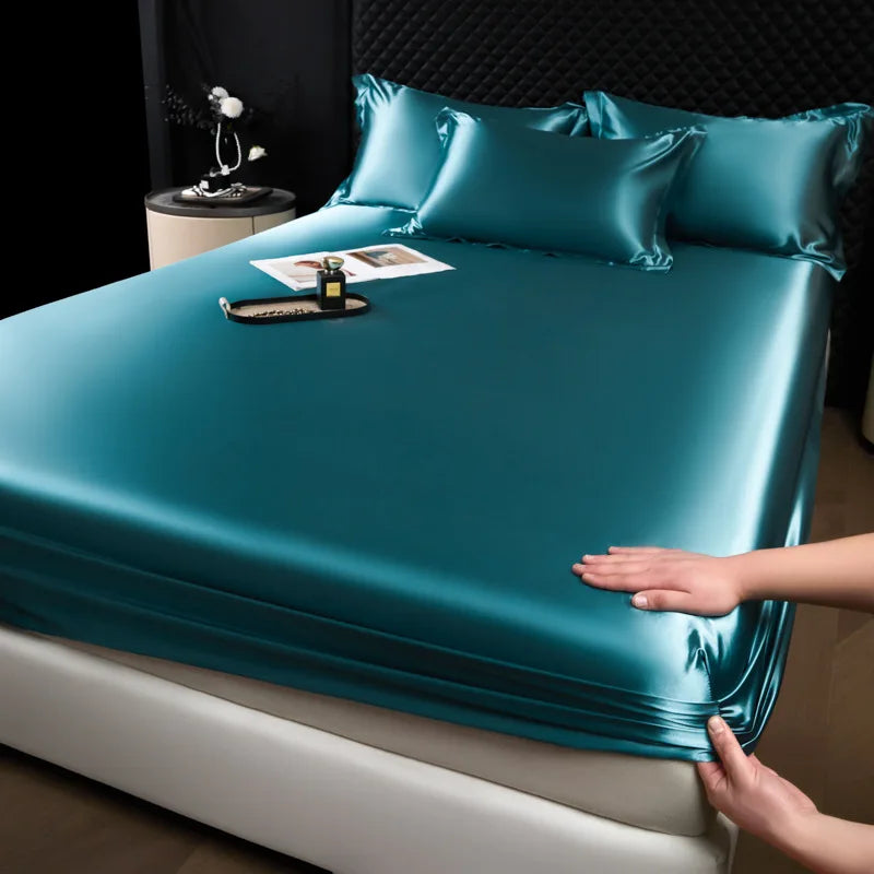 The Bauhaus Nocturne: 100% Mulberry Silk 3-Piece Fitted Sheet Set with Pillowcase Suite