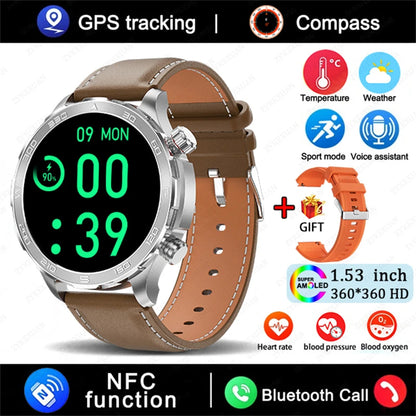 Men's GPS Sports Smartwatch: 1.53" HD Screen, Bluetooth Calling, Compass, & NFC Access