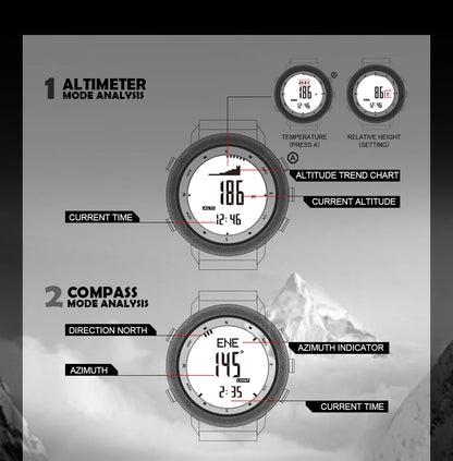 Men's NORTH EDGE APACHE-46 Digital Outdoor Smartwatch | Altimeter, Barometer, Compass & WR50M