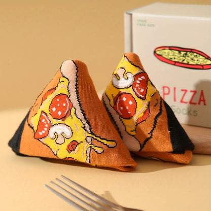 Unique pizza pattern men's and women's Christmas gift socks