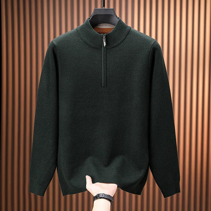 Men's Stand Collar Half Zip Knit