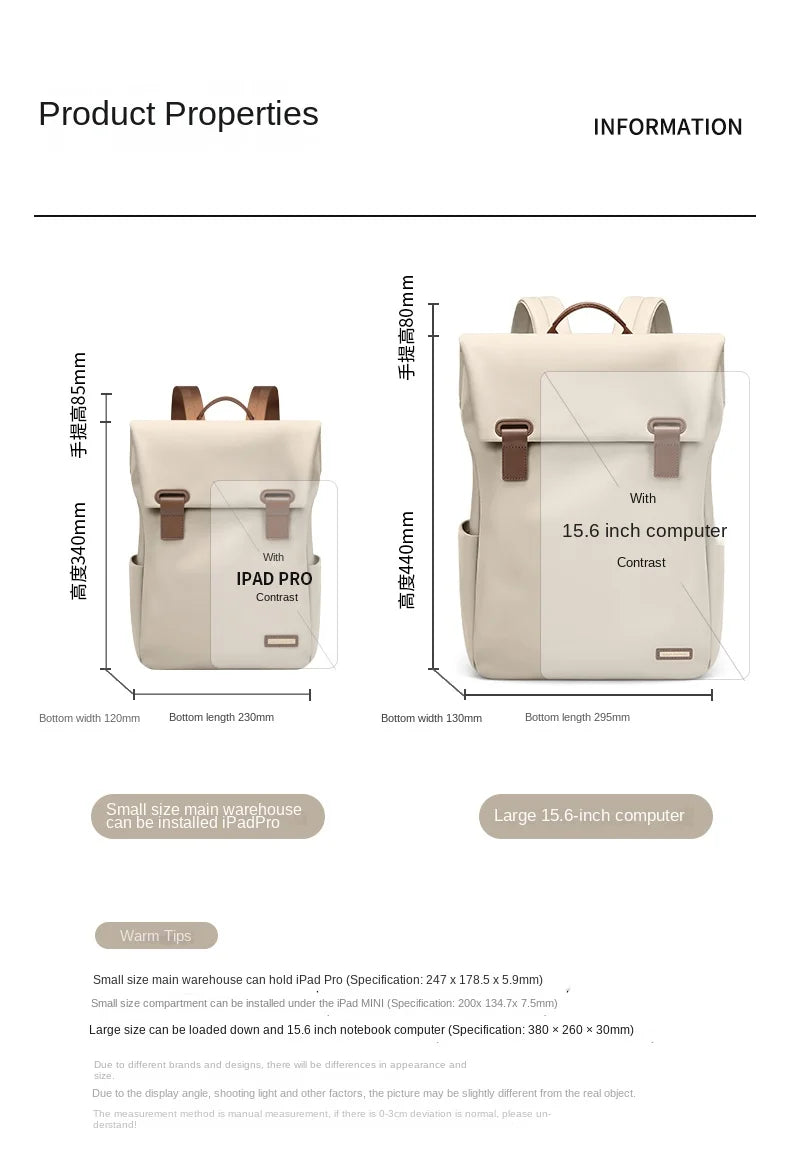 Minimalist Women's Laptop Backpack - Waterproof, Anti-Theft, & Elegant School/Work Daypack