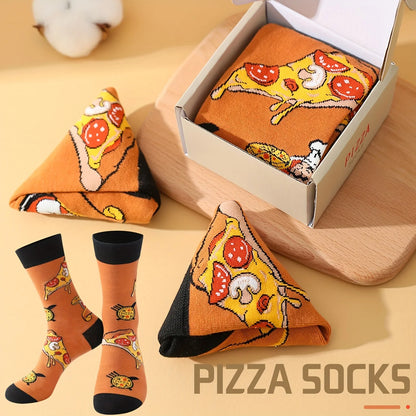 Unique pizza pattern men's and women's Christmas gift socks
