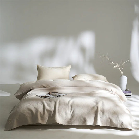 The Woven Sanctuary: All-Season Premium Cotton-Linen Drape Bedding