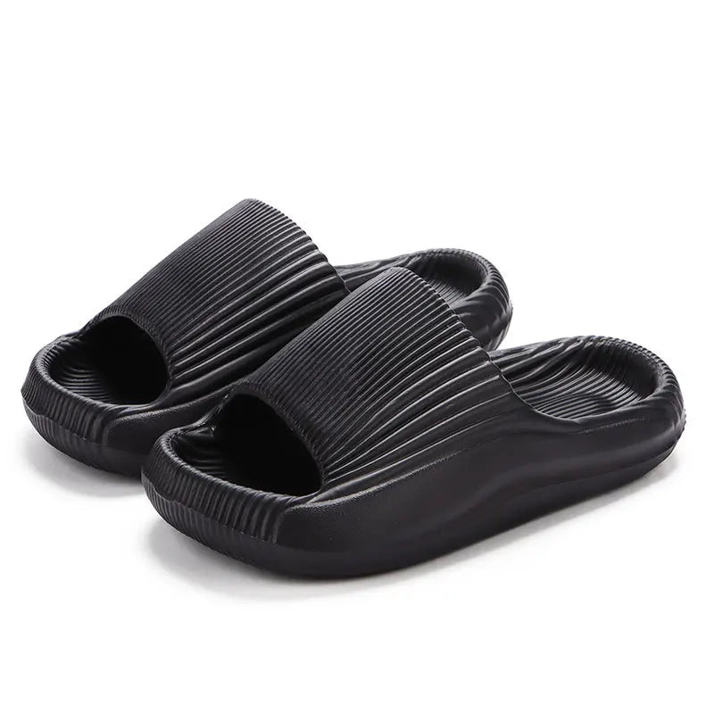 Smile Pop Ribbed Slides – Cloud-Soft Recovery for Busy Days