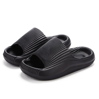 Smile Pop Ribbed Slides – Cloud-Soft Recovery for Busy Days