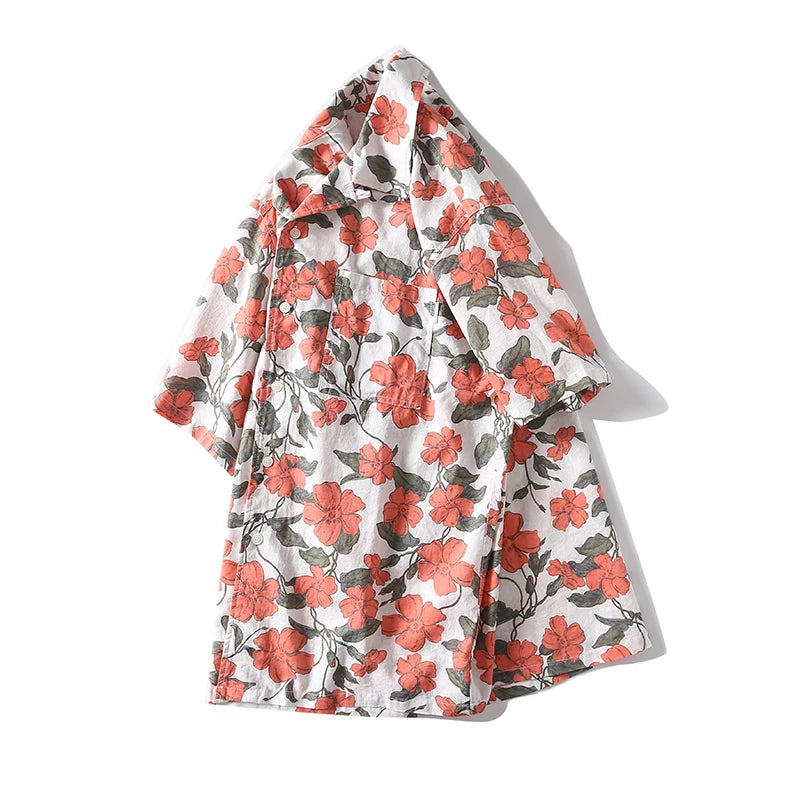 Sunset Hibiscus Cuban Collar Short Sleeve Shirt