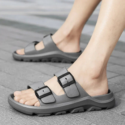 The Urban Wanderer: All-Terrain Buckle Slippers Sliders
