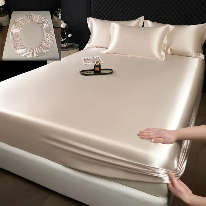 The Bauhaus Nocturne: 100% Mulberry Silk 3-Piece Fitted Sheet Set with Pillowcase Suite