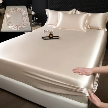 The Bauhaus Nocturne: 100% Mulberry Silk 3-Piece Fitted Sheet Set with Pillowcase Suite
