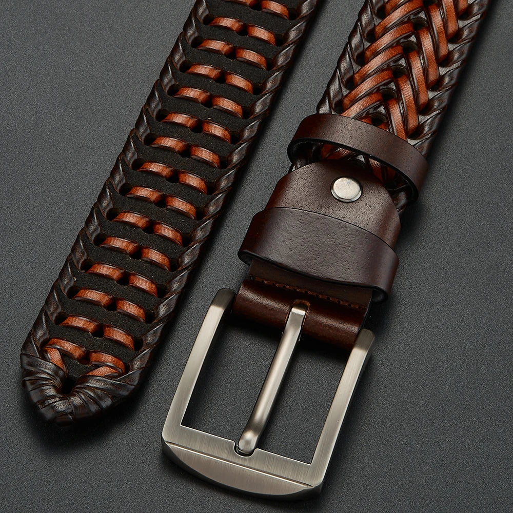 Men's Genuine Leather Braided Belt