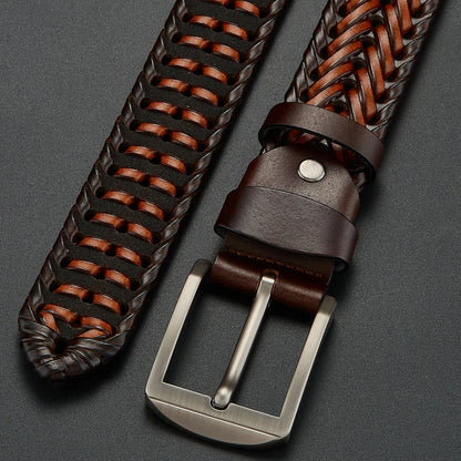 Men's Genuine Leather Braided Belt