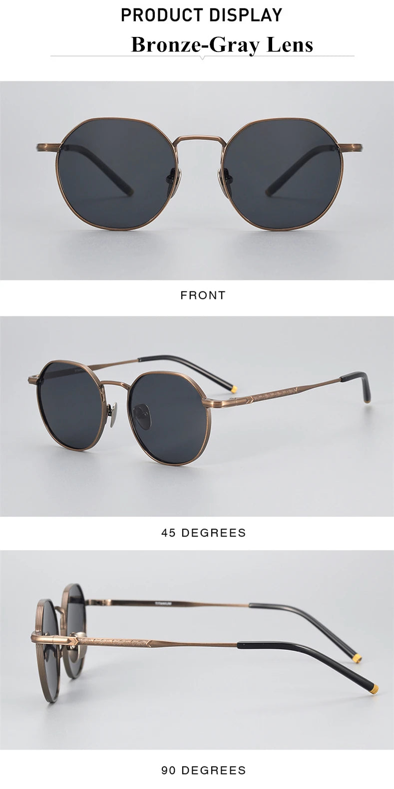 The Titan's Gaze: Men's Pure Titanium Round Polarized Sunglasses