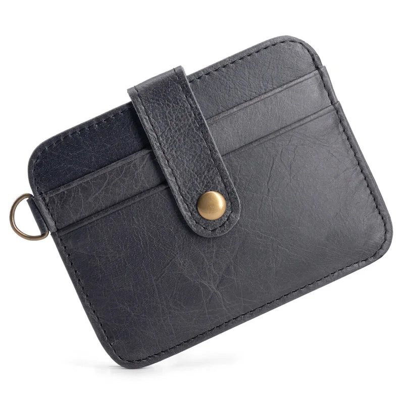 Unisex Top Grain Leather Slim Wallet | Ultra-Thin Mini Purse & Card Holder