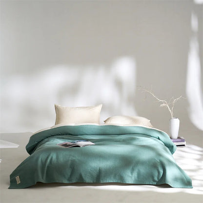 The Woven Sanctuary: All-Season Premium Cotton-Linen Drape Bedding