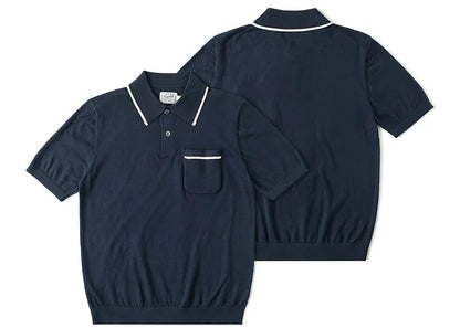 The 1940s Riviera Knit Polo Shirt Men's Vintage 1940s | 100% Combed Cotton Slim Fit Short Sleeve Casual Sportswear