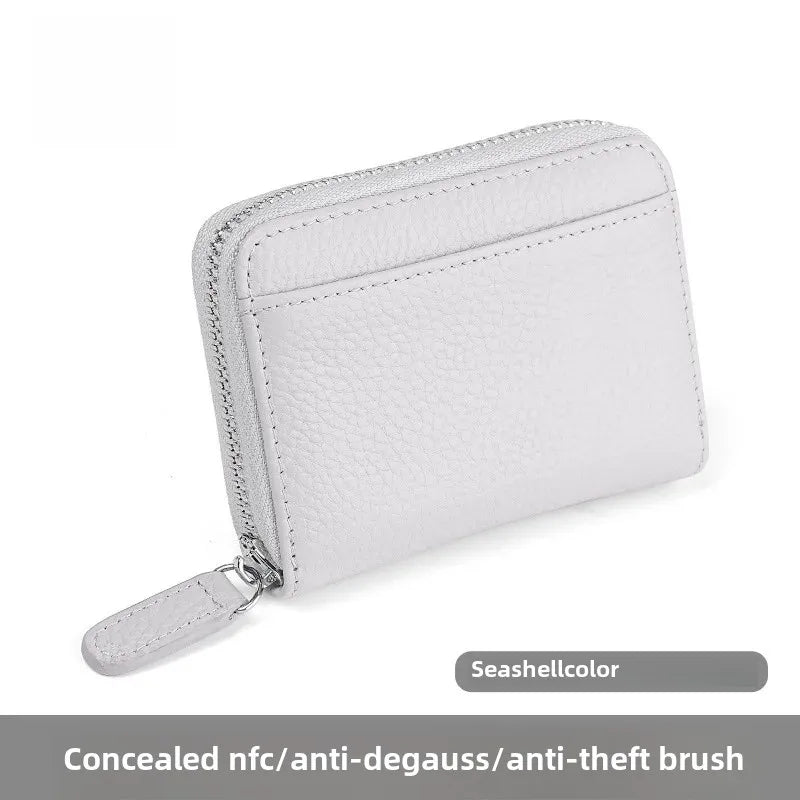 The Minimalist's Luxe: Top Grain Leather Accordion Zip Purse | RFID Blocking Card Holder Wallet