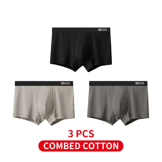 MiiOW Combed Cotton Antibacterial Plus Size Boxer Shorts (3-Pack)