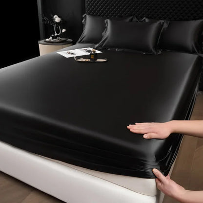 The Bauhaus Nocturne: 100% Mulberry Silk 3-Piece Fitted Sheet Set with Pillowcase Suite