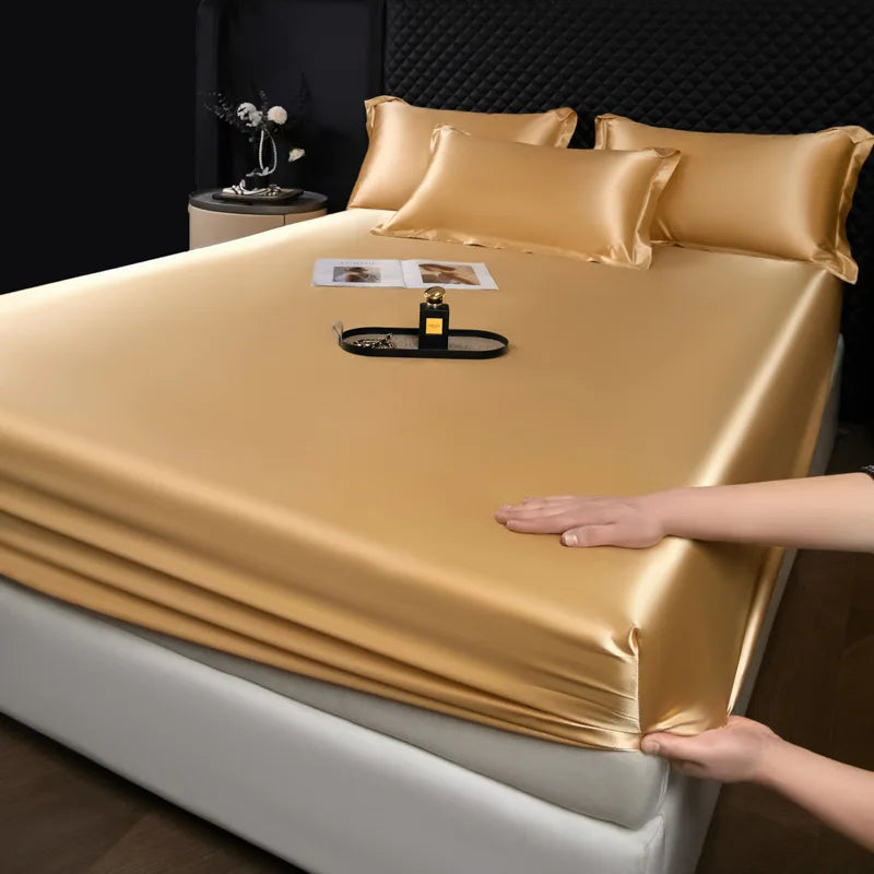 The Bauhaus Nocturne: 100% Mulberry Silk 3-Piece Fitted Sheet Set with Pillowcase Suite