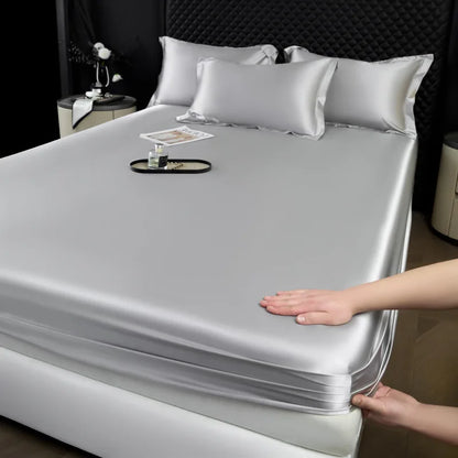The Bauhaus Nocturne: 100% Mulberry Silk 3-Piece Fitted Sheet Set with Pillowcase Suite