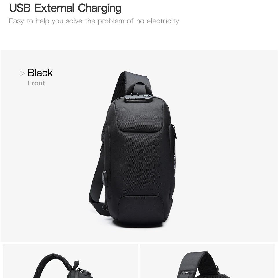 Men's Tripper Anti-Theft Lock Crossbody Messenger Bag