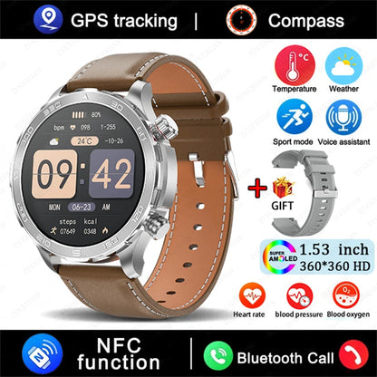 Men's GPS Sports Smartwatch: 1.53" HD Screen, Bluetooth Calling, Compass, & NFC Access