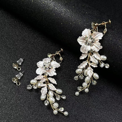 Floral Pearl & Crystal Earrings for Women