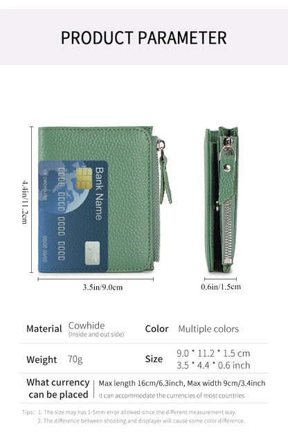The Effortless Essential: Top Grain Leather Women's Slim Bi-Fold Wallet