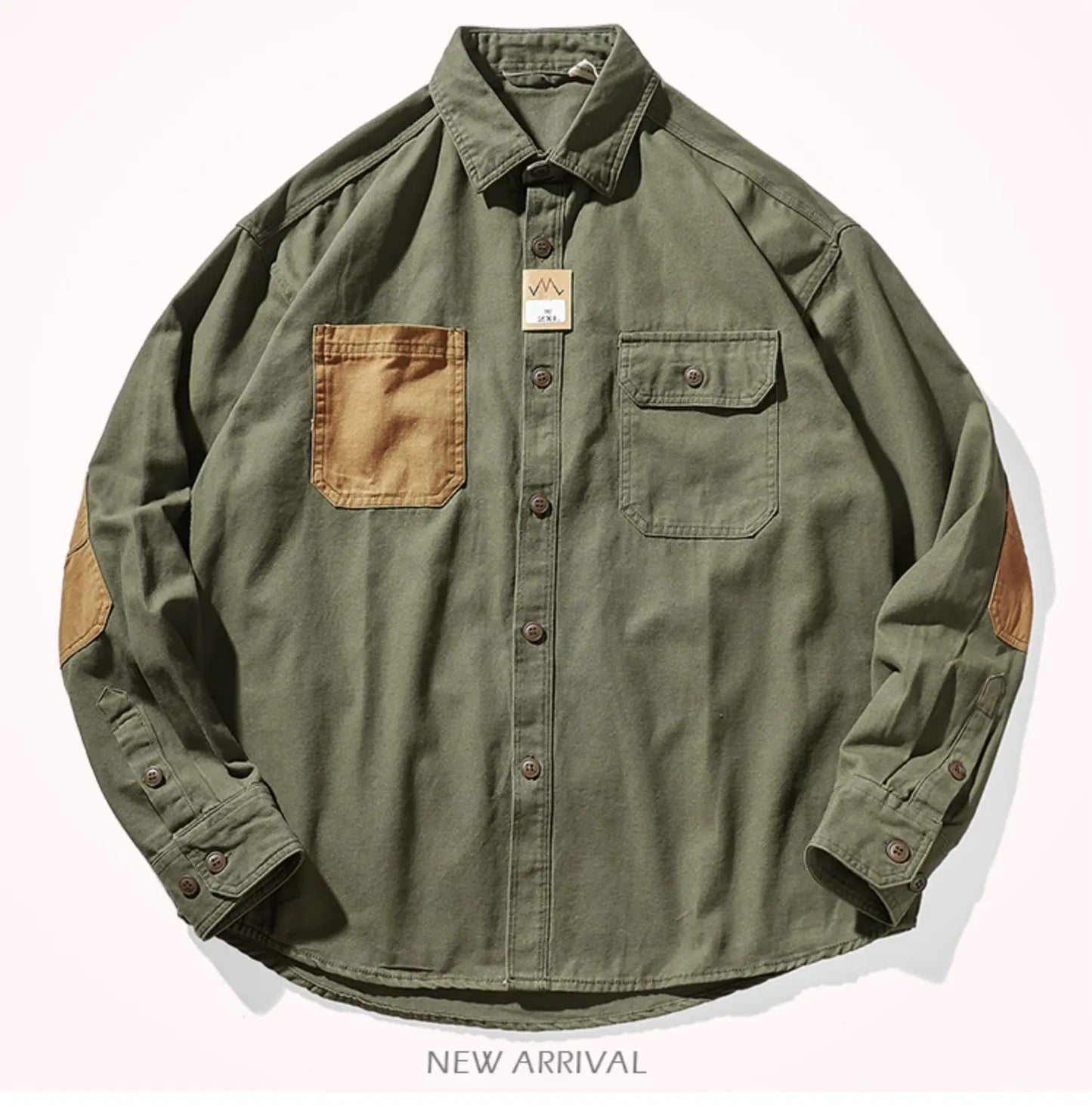 Men's Heritage Canvas Shirt: Contrast Patch Oxford Work wear