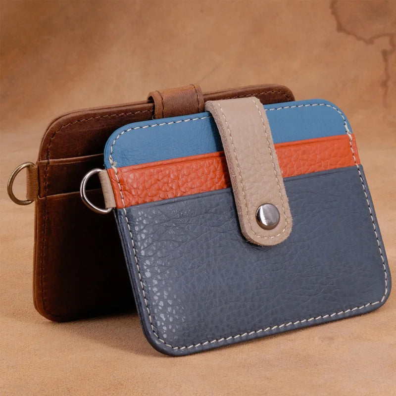 Unisex Top Grain Leather Slim Wallet | Ultra-Thin Mini Purse & Card Holder