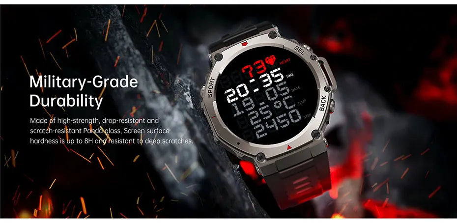 Men's T-Rex 3 GPS Smartwatch - 1.43" AMOLED, 5ATM Waterproof, Fitness Tracker for Men
