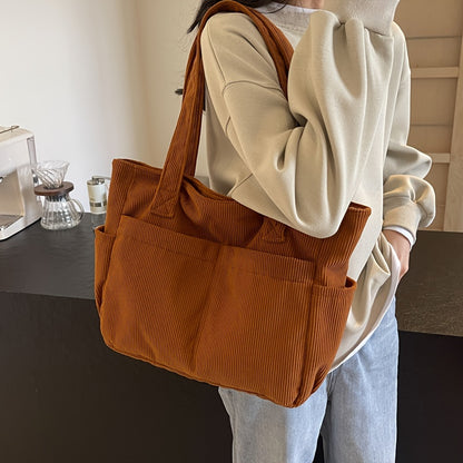 Women's Chunky Cosy Corduroy Shoulder Town Bag