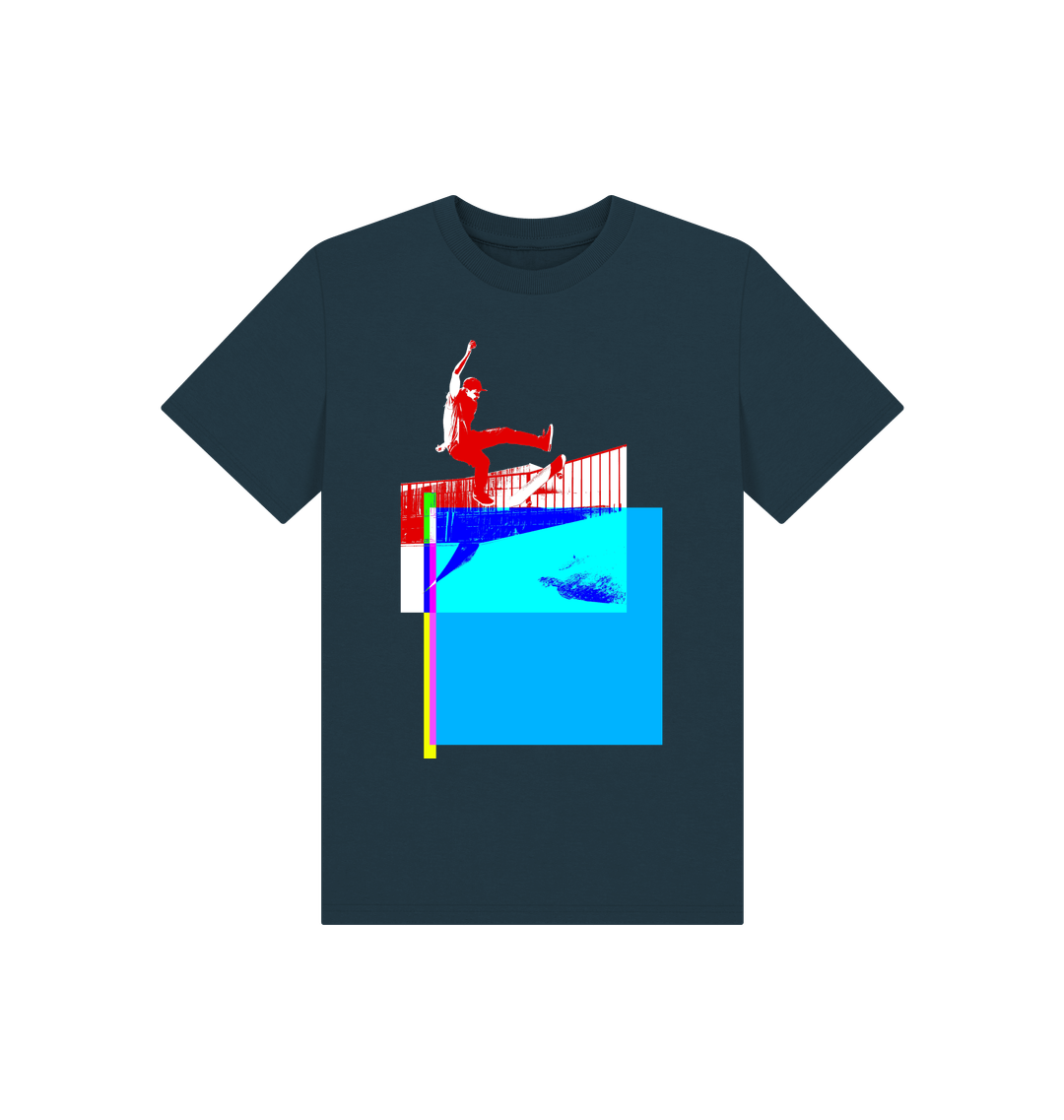 Denim Blue Printed Kids T-Shirt