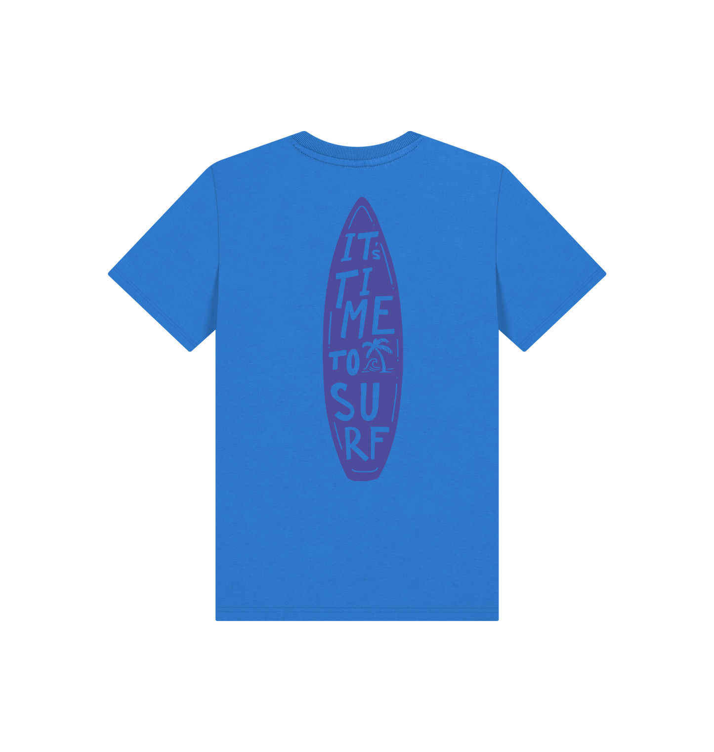 Bright Blue Printed Kids T-Shirt Back