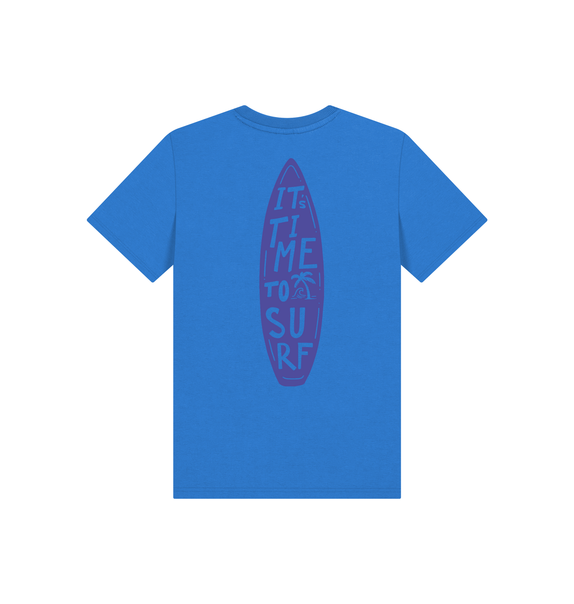 Bright Blue Printed Kids T-Shirt Back