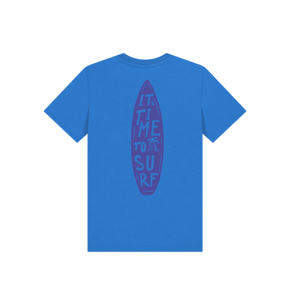 Bright Blue Printed Kids T-Shirt Back